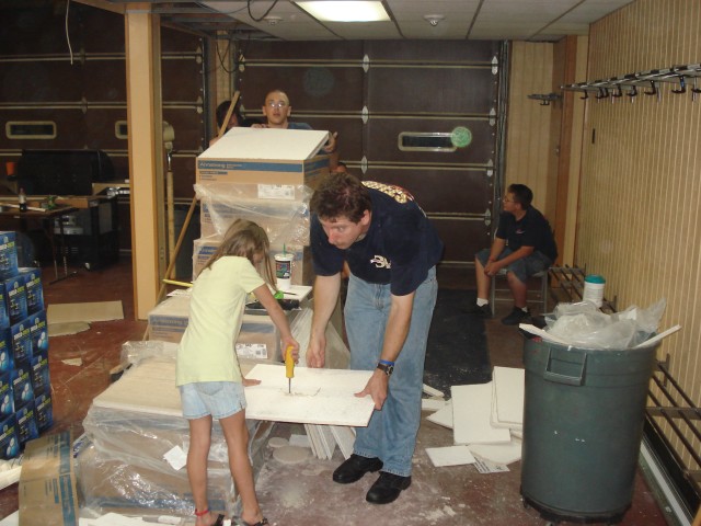 8/14/08 Working on Ceiling Tiles in Bays