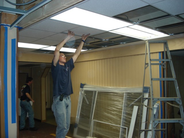 8/14/08 Working on Ceiling Tiles in Bays